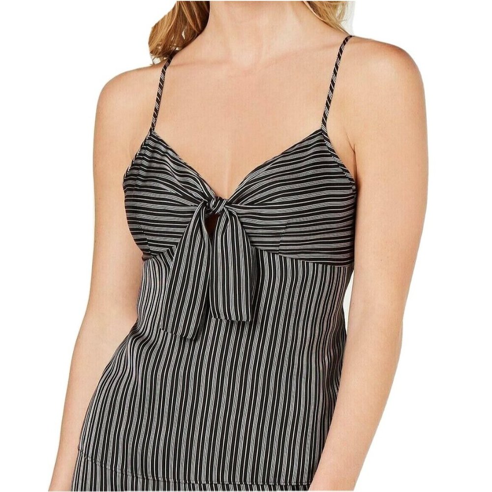 INC Women's Top Black Size XXXL 3XL Satin Striped Keyhole International Concept